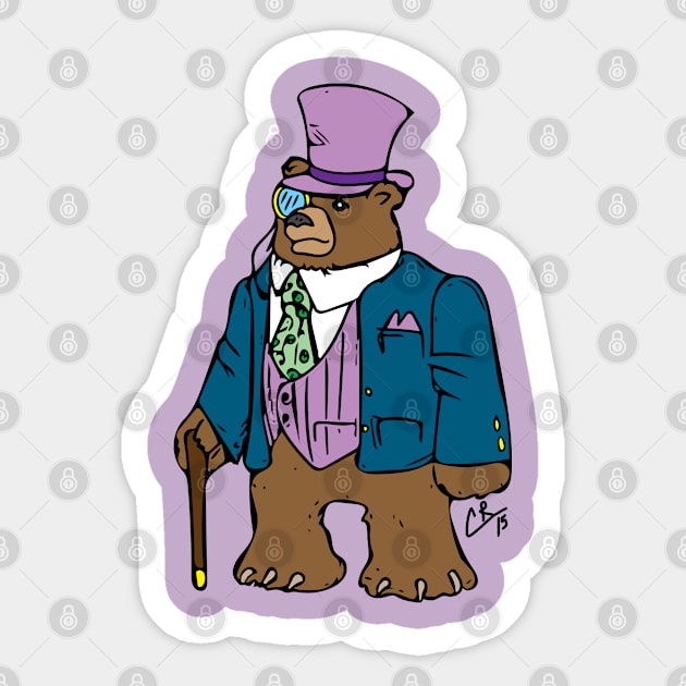 Dapper Bear Sticker by peabodysart